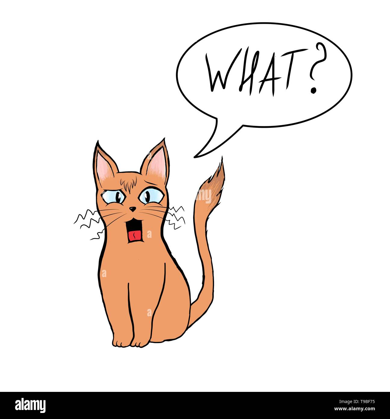 Illustration of a funny cat. Can used like a sticker or emoji. The illustration is easy to animate or change because it's a vector graphic Stock Vector