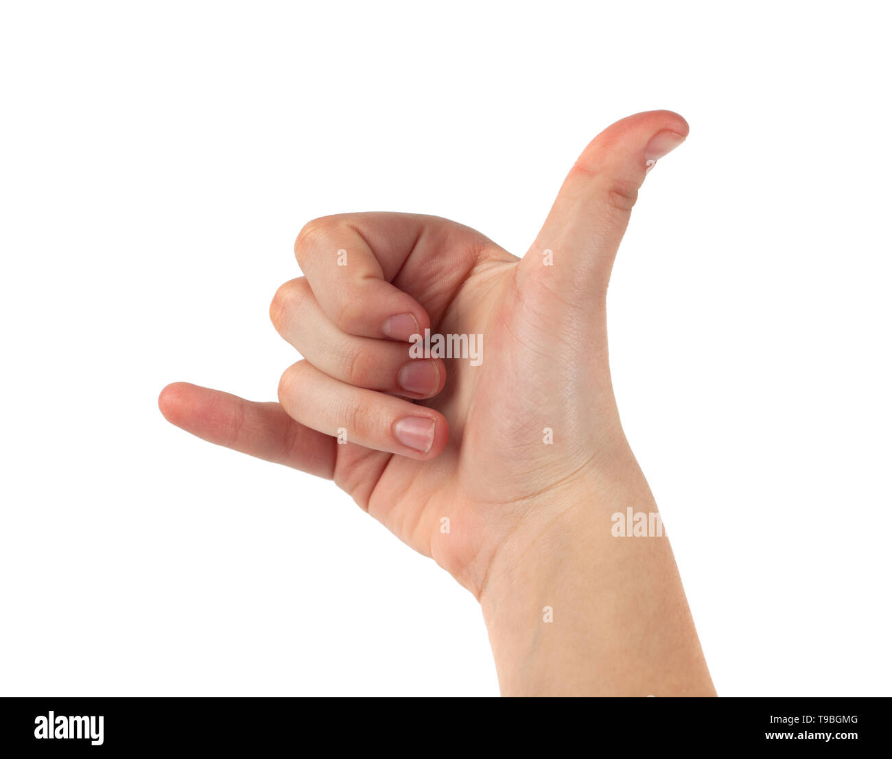 finger hand symbols isolated concept hand making a call phone, body Stock Photo