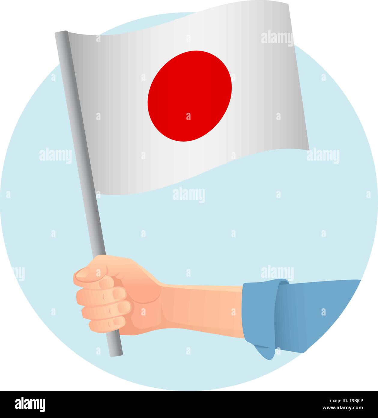 Japan flag in hand. Patriotic background. National flag of Japan vector ...