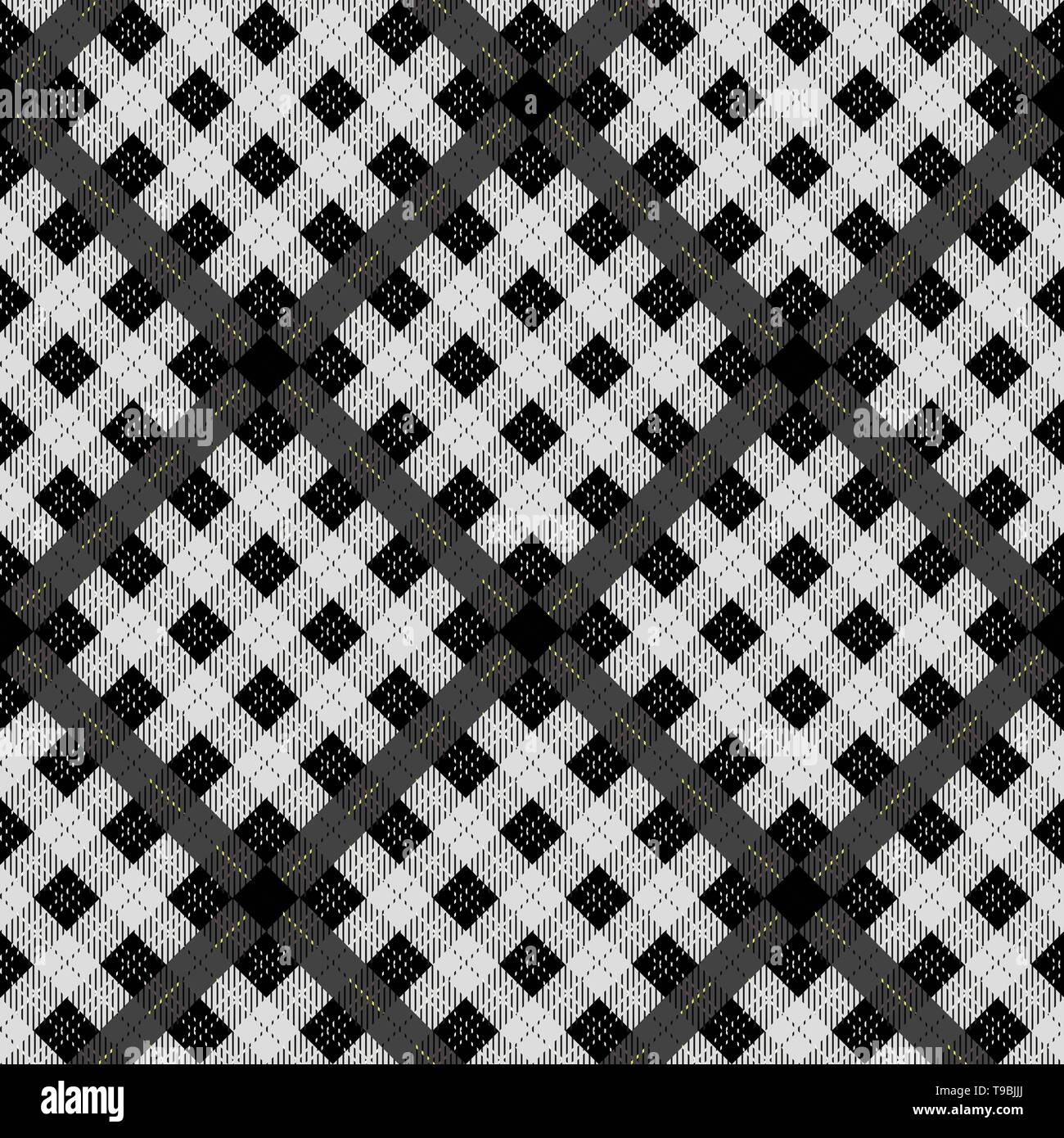 Black and white tartan plaid pattern on checkered background for ...