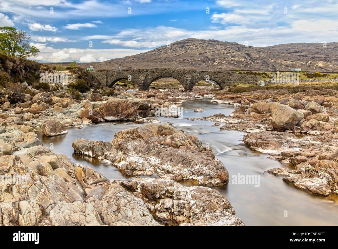 Old Sligachan Bridge on Isle of Skye in Scotland Stock Photo