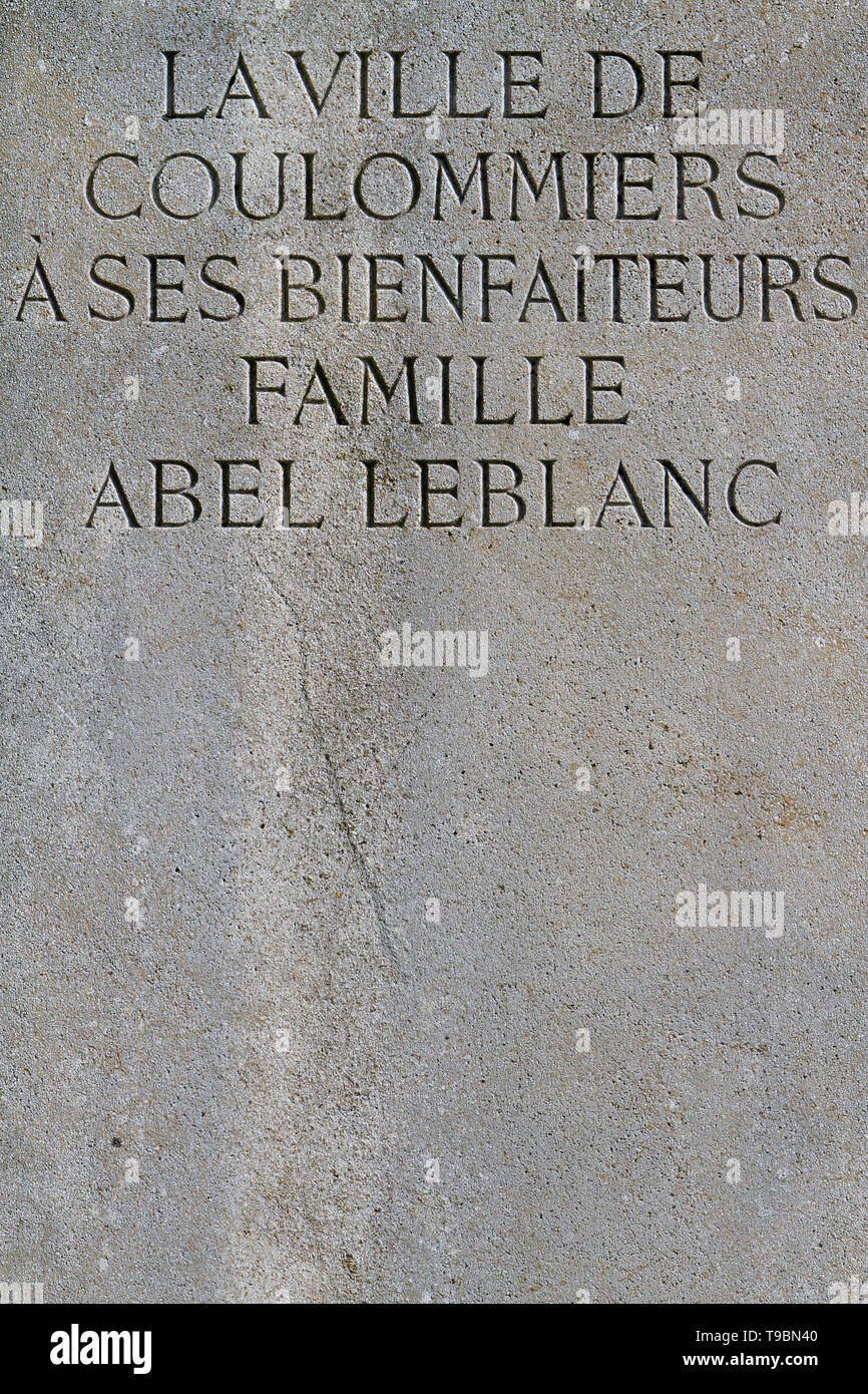 Abel Leblanc. Sculpture de Jean Magrou. Parc des Capucins. Coulommiers. France. Europe. Stock Photo