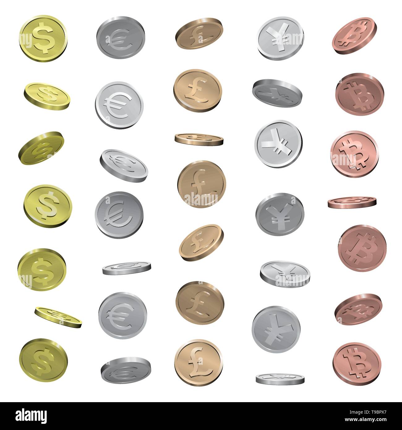Dollar euro yen coins Stock Vector Images - Alamy