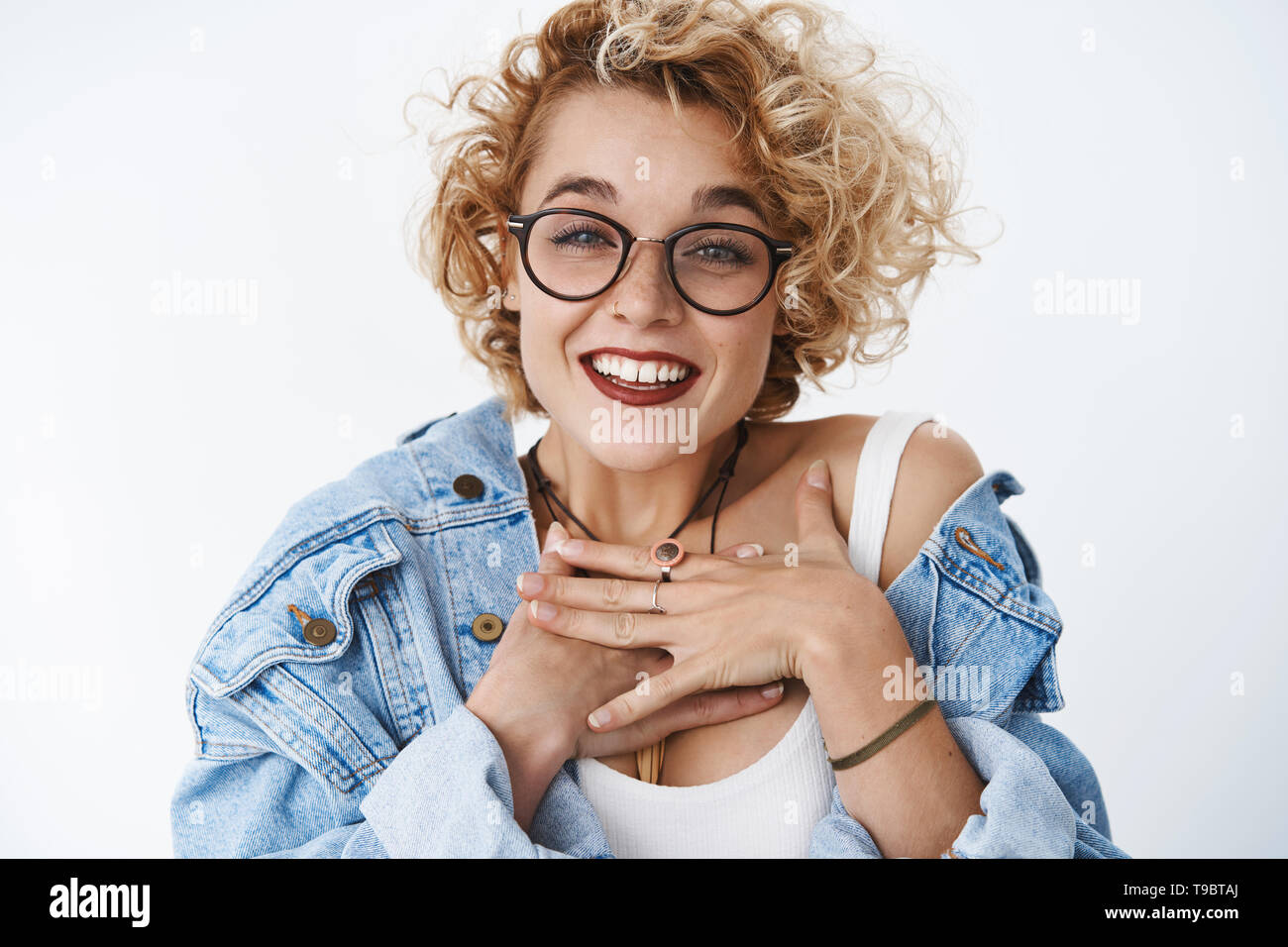 Curly Blond Woman Glasses Stock Photos Curly Blond Woman Glasses