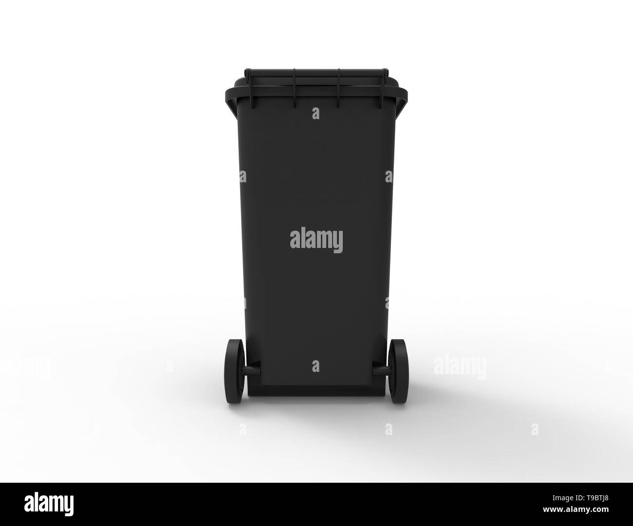 3D rendering of a consumer trash waste bin container. Stock Photo