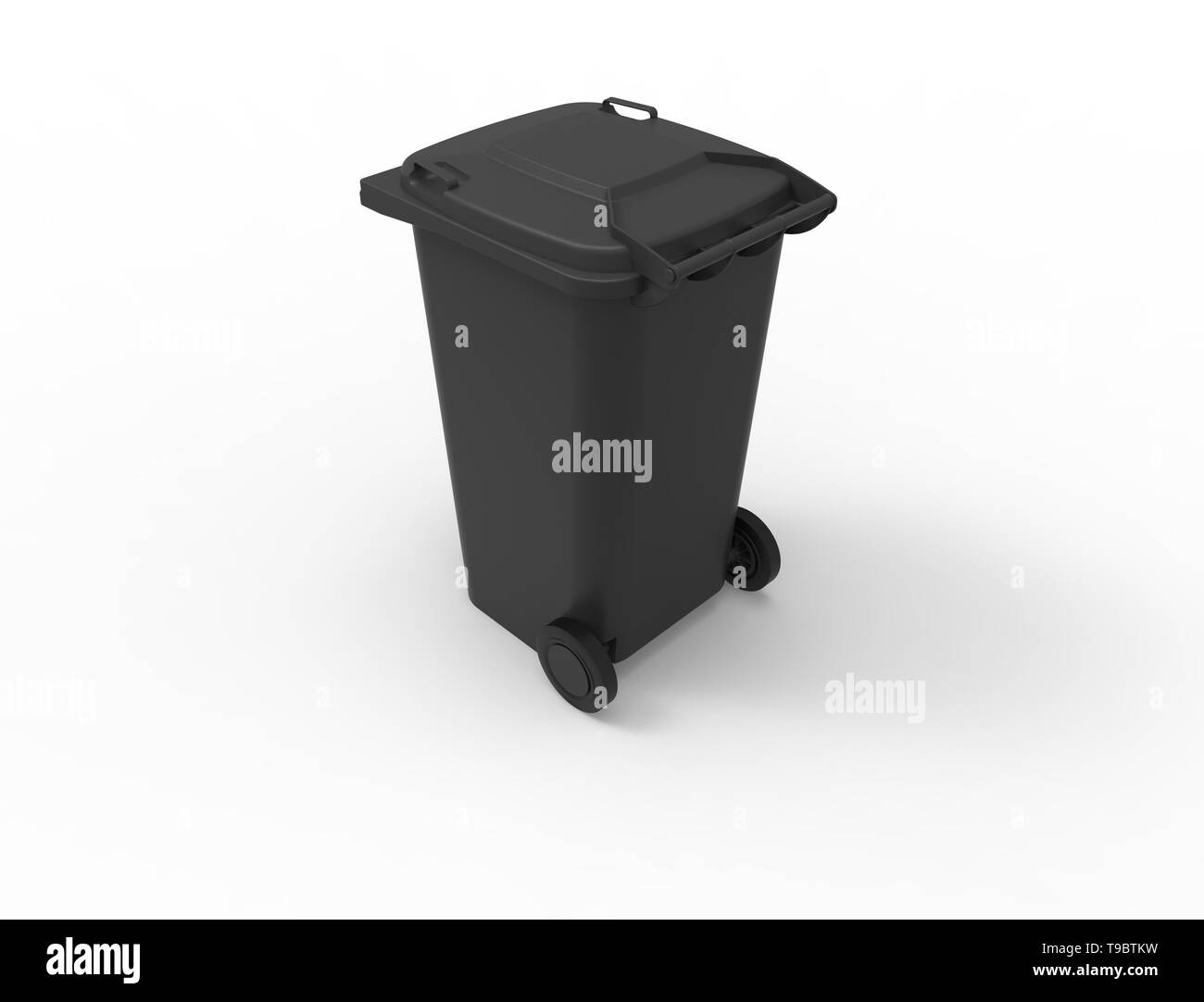 3D rendering of a consumer trash waste bin container. Stock Photo