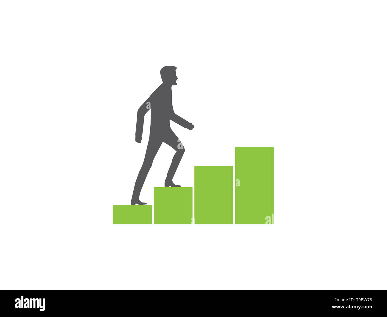 Personal growth, man walking up a rising graph Stock Photo Alamy