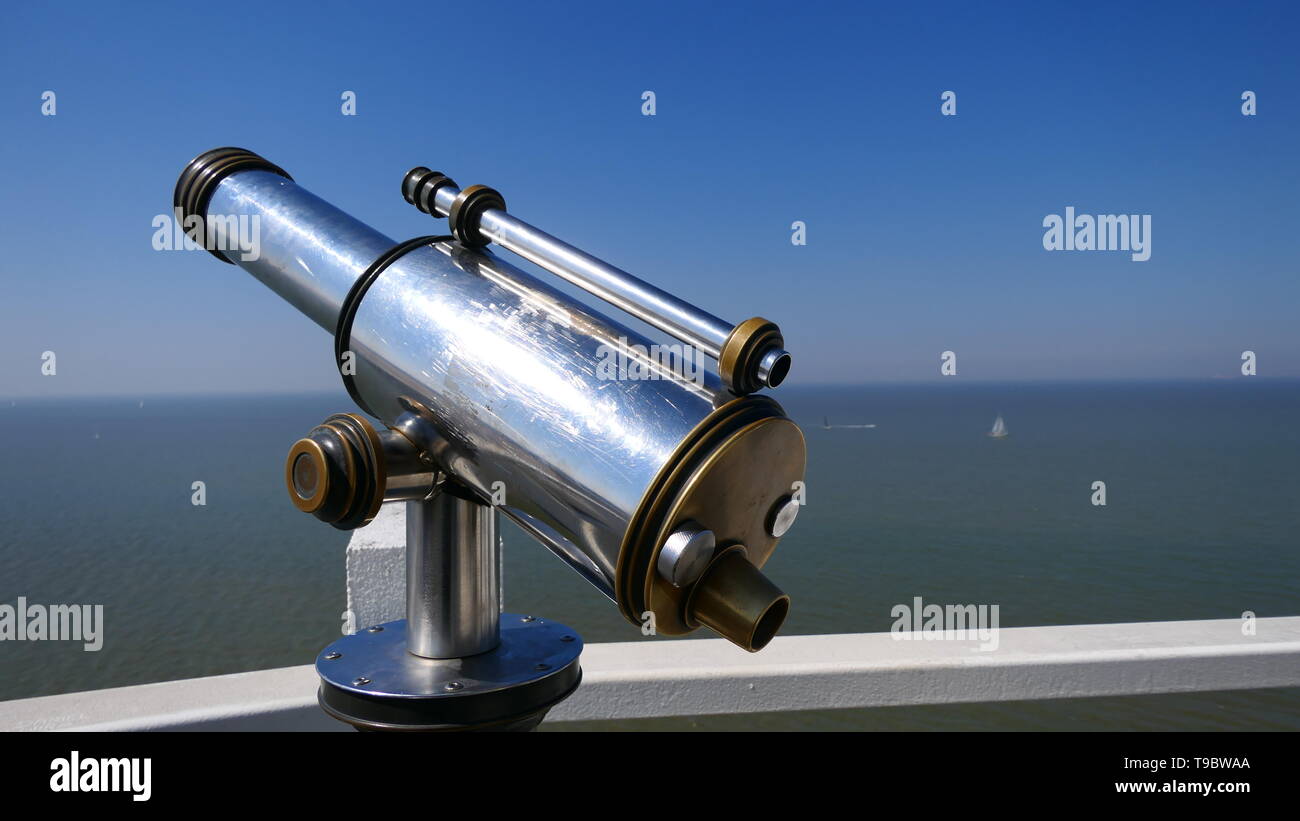 A free Binocular at the Scheveningen beach, The Netherlands Stock Photo