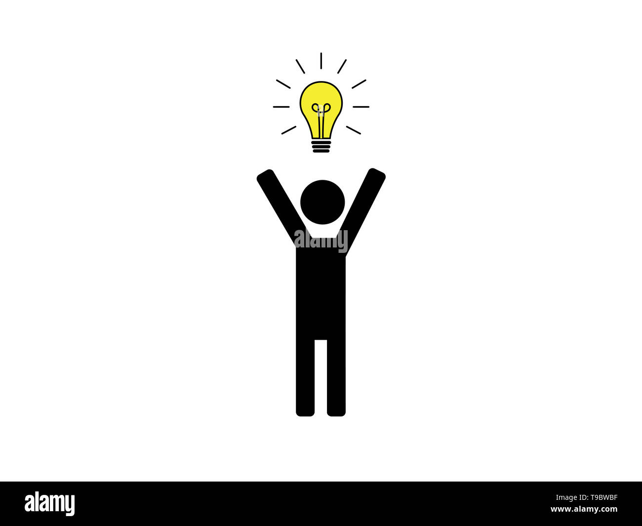 Stick figure with idea illustration isolated on white background Stock  Photo - Alamy