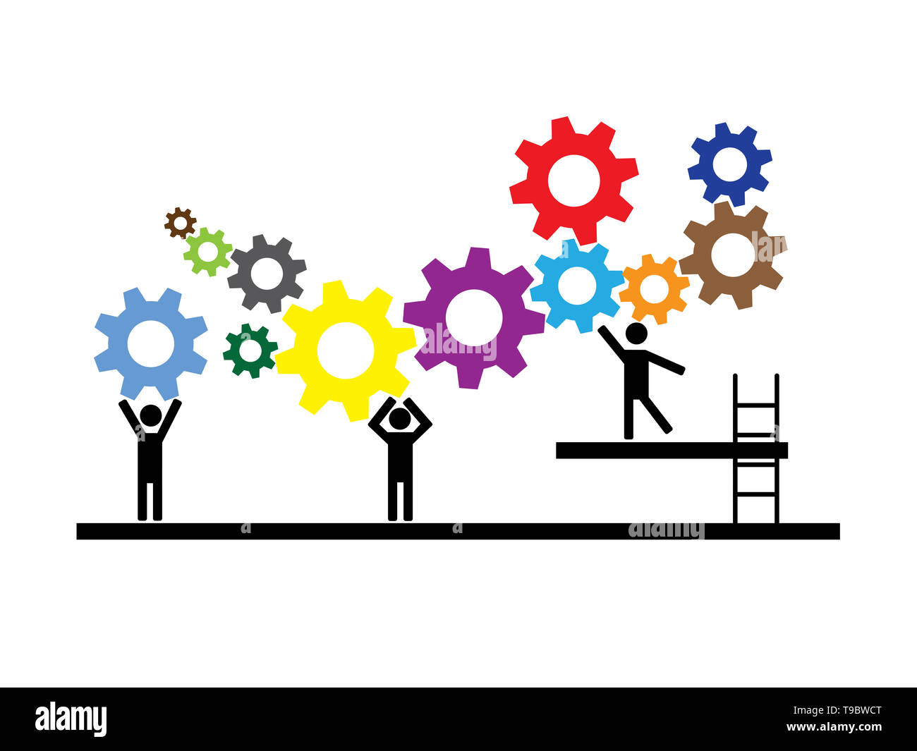 People working together illustrating teamwork illustration isolated. Stock Photo