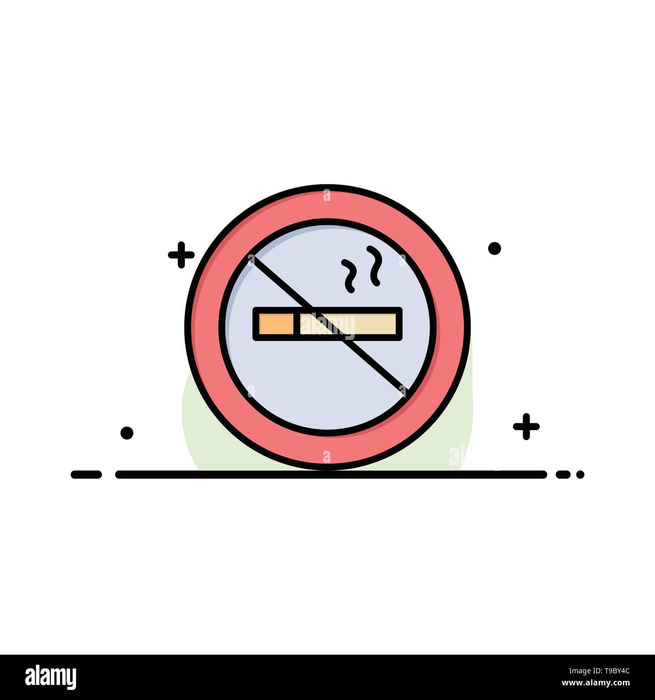 No smoking, Smoking, No, Hotel  Business Flat Line Filled Icon Vector Banner Template Stock Vector