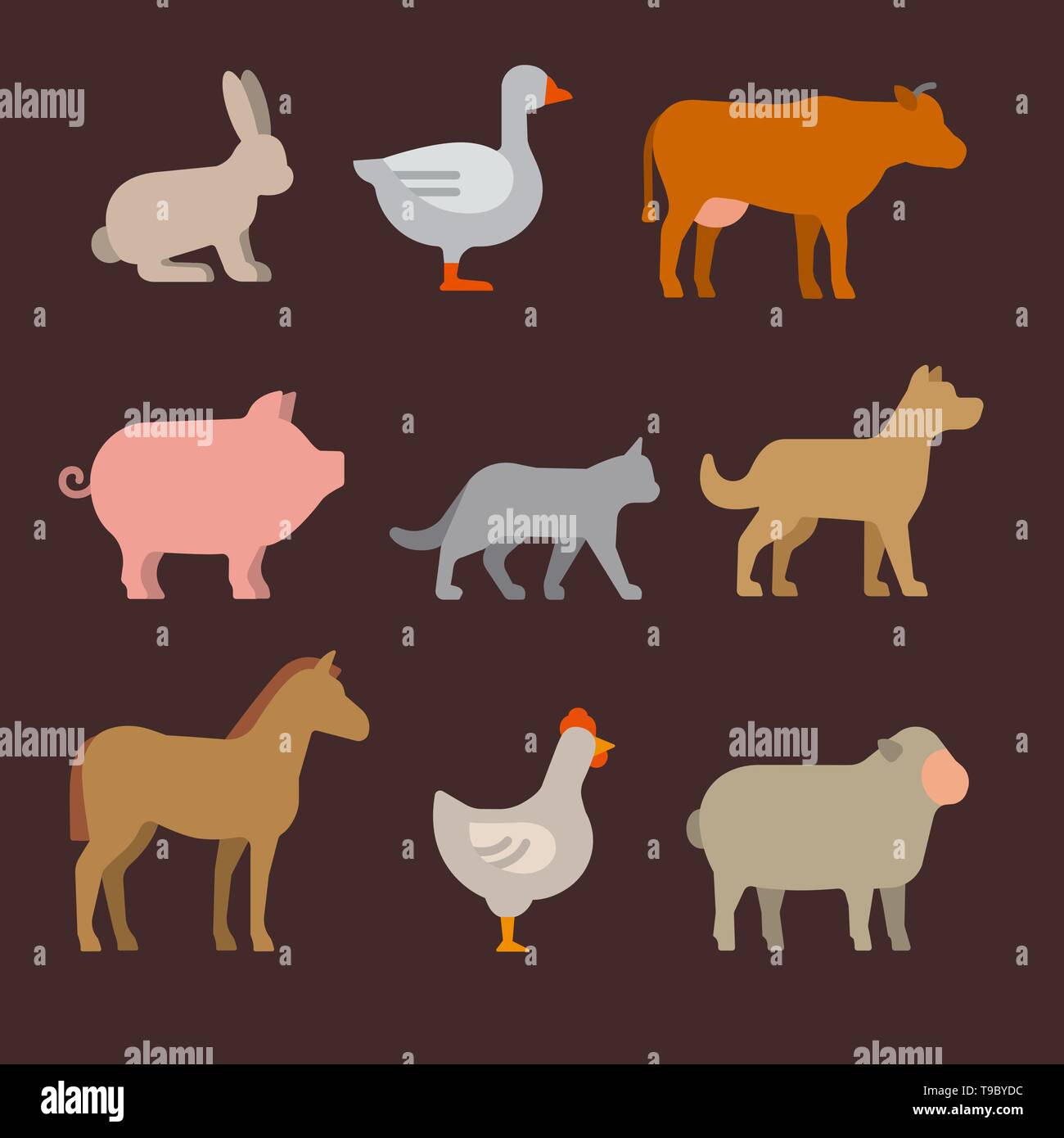 illustration of the farm animals icon set Stock Vector Image & Art - Alamy