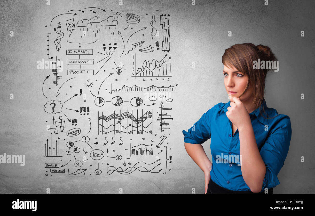 Young person thinking with office problems concept Stock Photo - Alamy