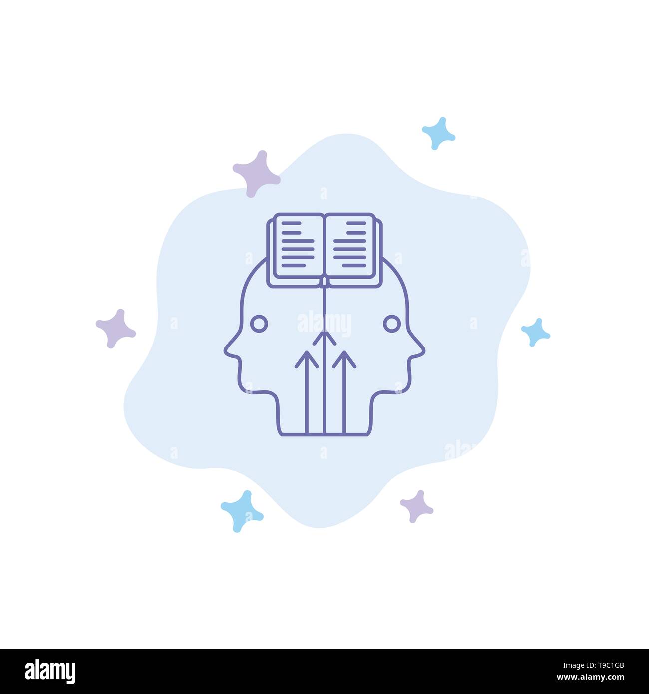 Mind, Reading, Programming, Man Blue Icon on Abstract Cloud Background Stock Vector