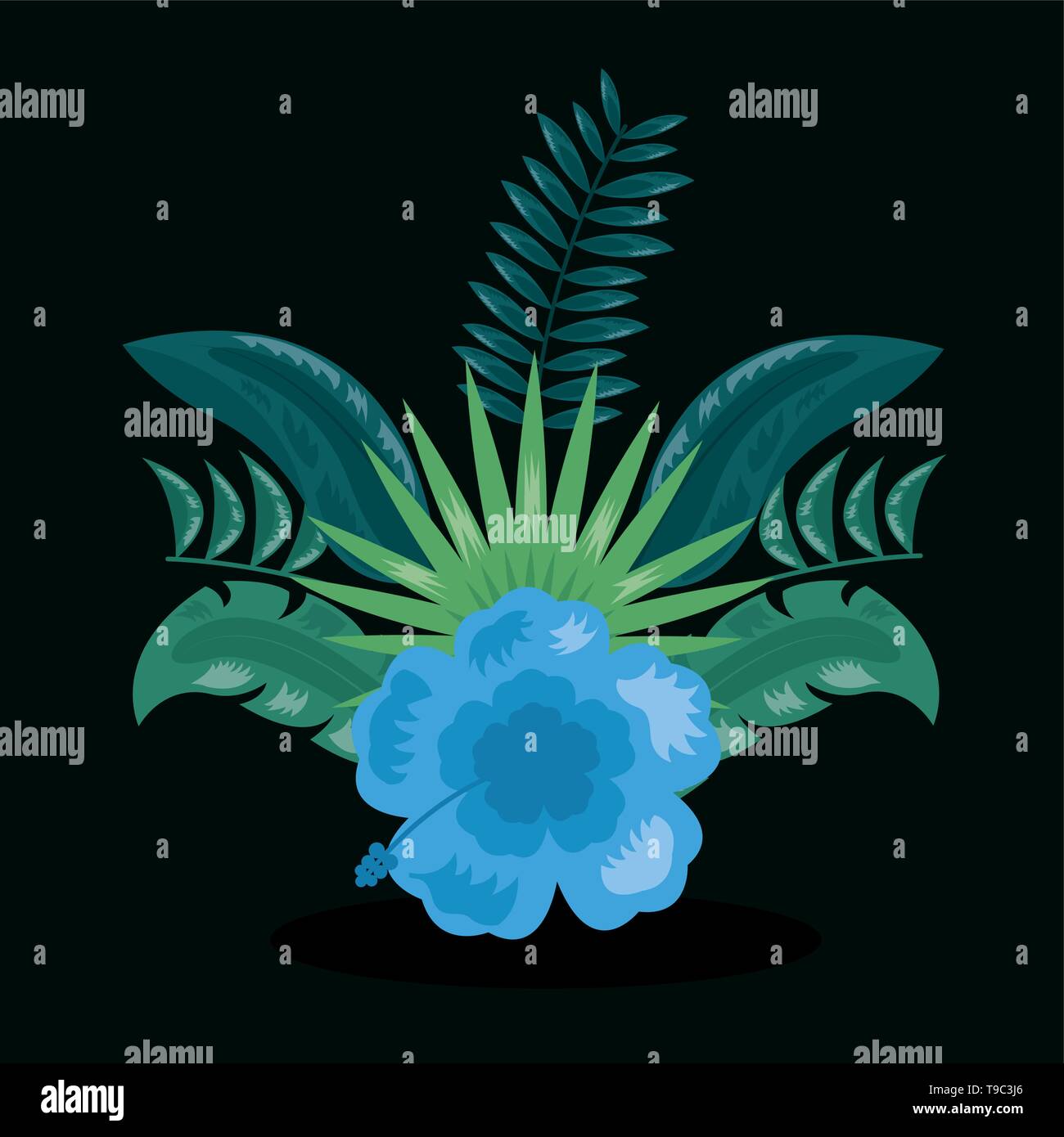 tropical leaves dark background Stock Vector Image & Art - Alamy