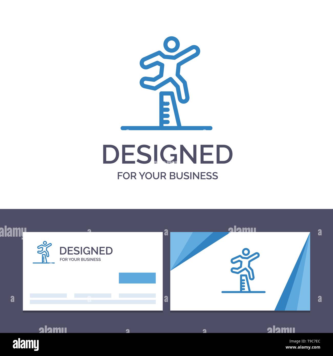 Creative Business Card and Logo template Athlete, Jumping, Runner, Running, Steeplechase Vector