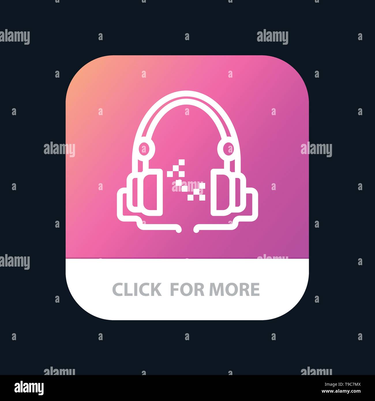 Headphone, Music, Audio, Hand free Mobile App Button. Android and IOS