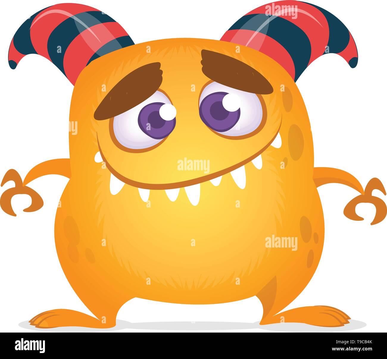 Funny cartoon monster. Vector orange monster illustration. Halloween