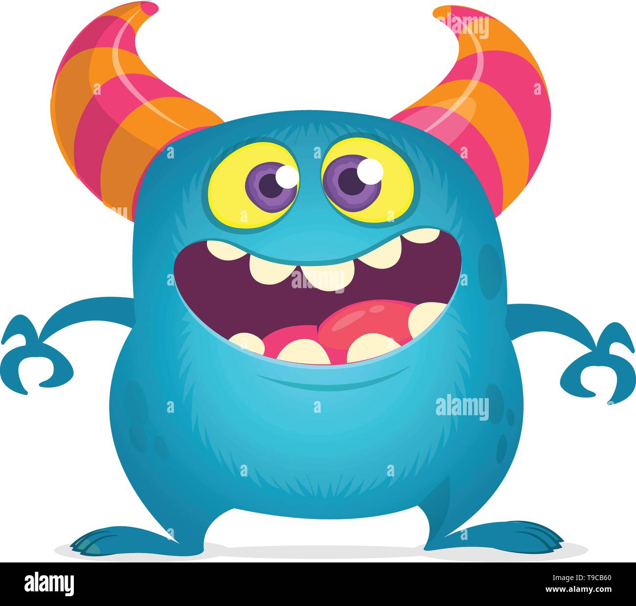 Happy cartoon monster. Vector blue monster illustration. Halloween design  Stock Vector Image & Art - Alamy