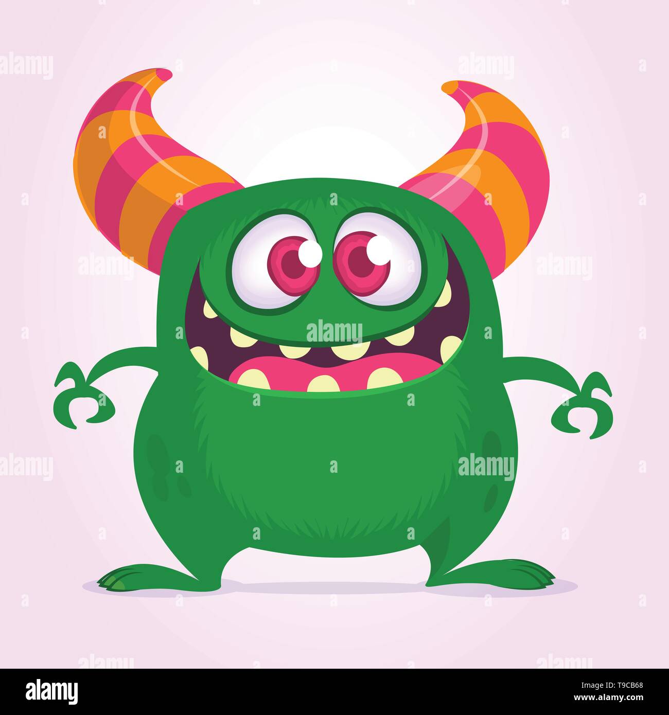 Green monster with big red tongue on white Vector Image