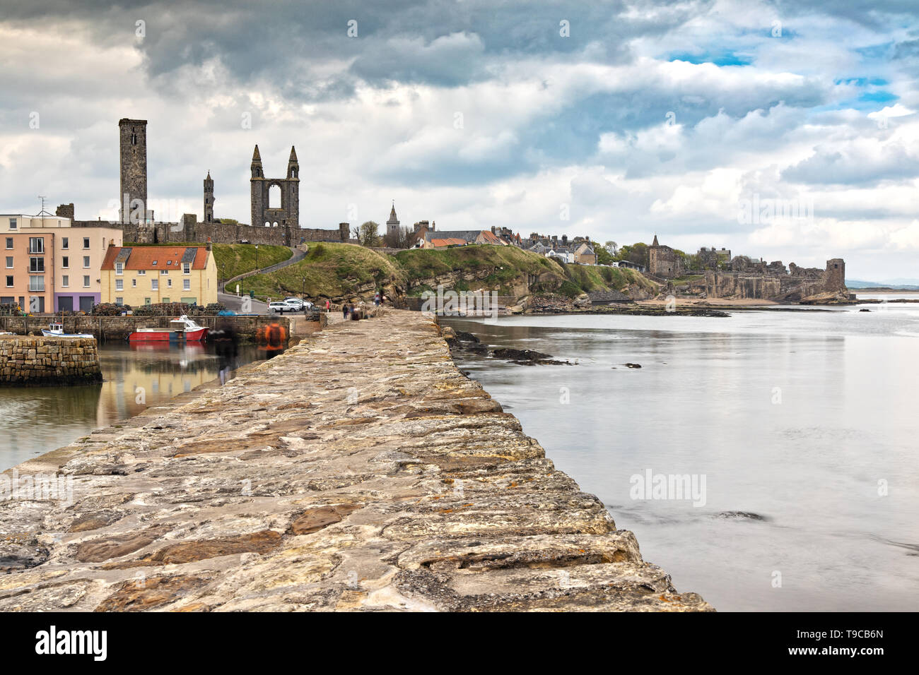 St Andrews Cathedral and Harbour in Scotland Stock Photo
