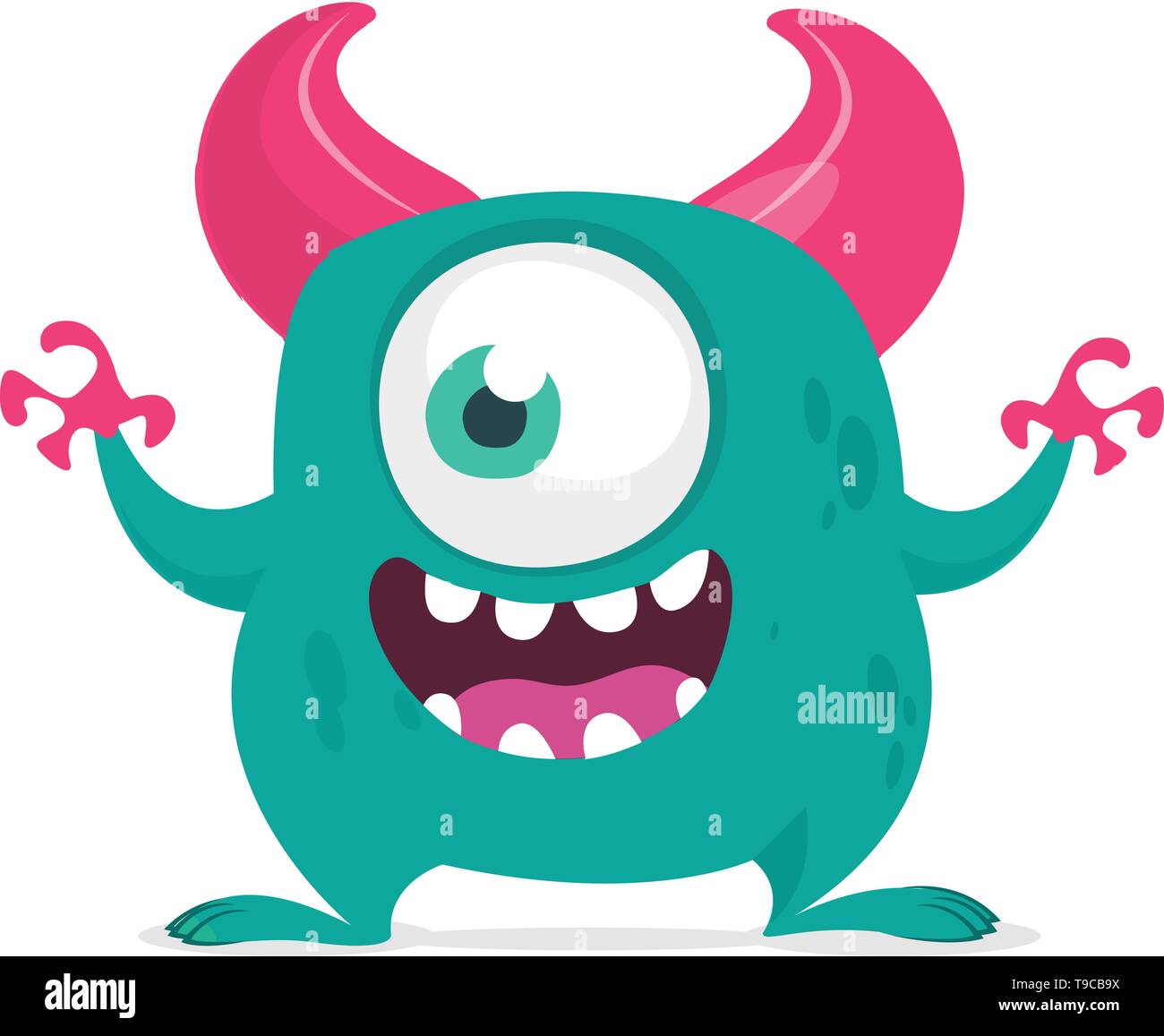 Funny cartoon monster with one eye. Vector blue one-eyed monster  illustration. Halloween design Stock Vector Image & Art - Alamy