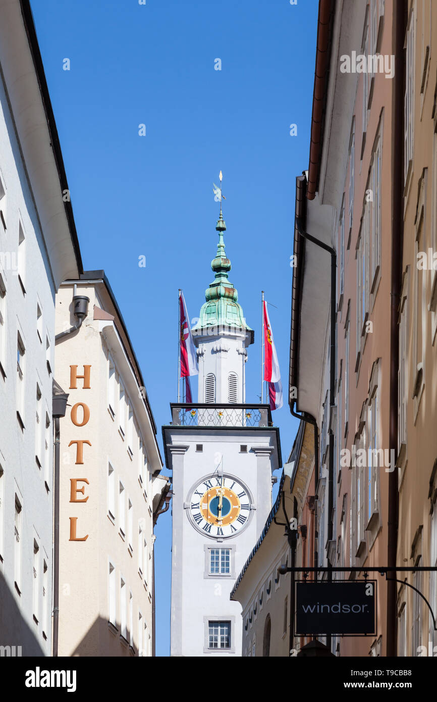 Salzburg city hall clock tower hires stock photography and images Alamy