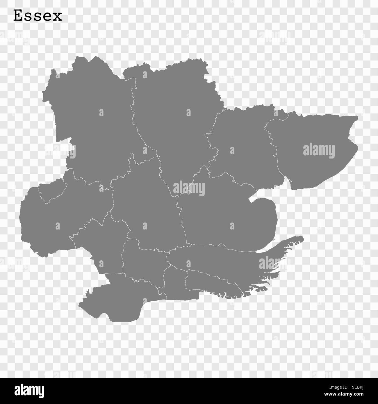 High Quality Map Of Essex Is A County Of England With Borders Of The