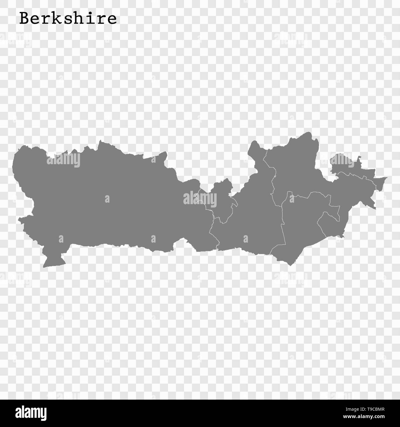 High Quality map of Berkshire is a county of England, with borders of the districts Stock Vector