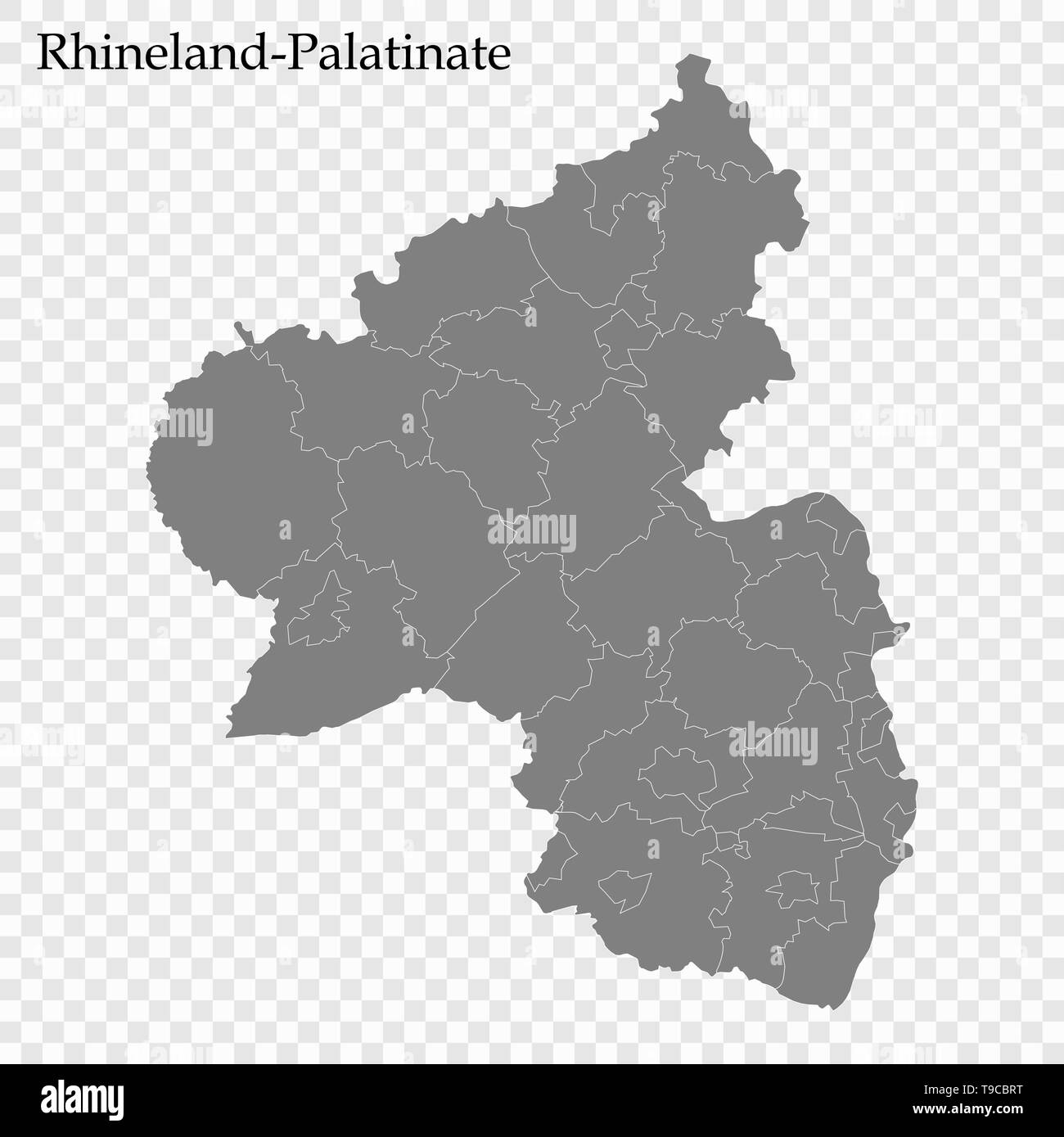 High Quality map of Rhineland Palatinate is a state of Germany, with