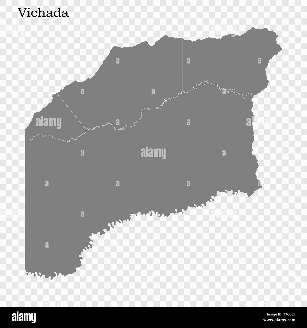 High Quality map of Vichada is a state of Colombia, with borders of the districts Stock Vector