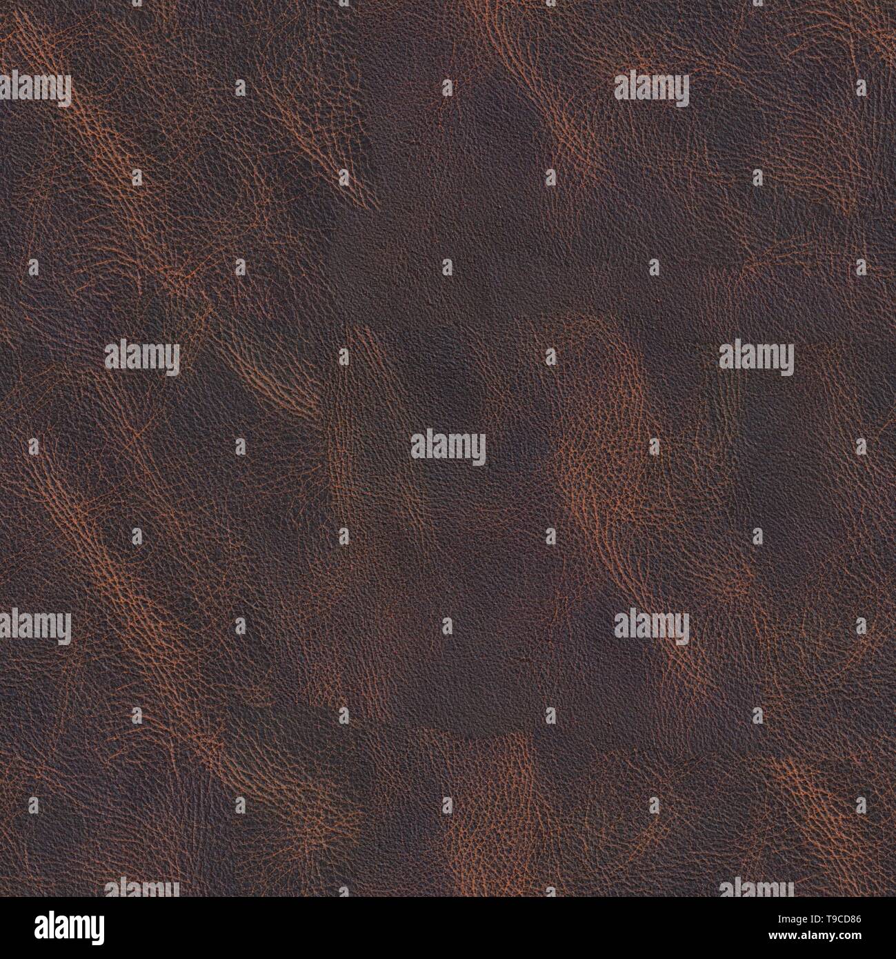 Brown vintage leather  texture. Seamless square background, tile ready. Stock Photo