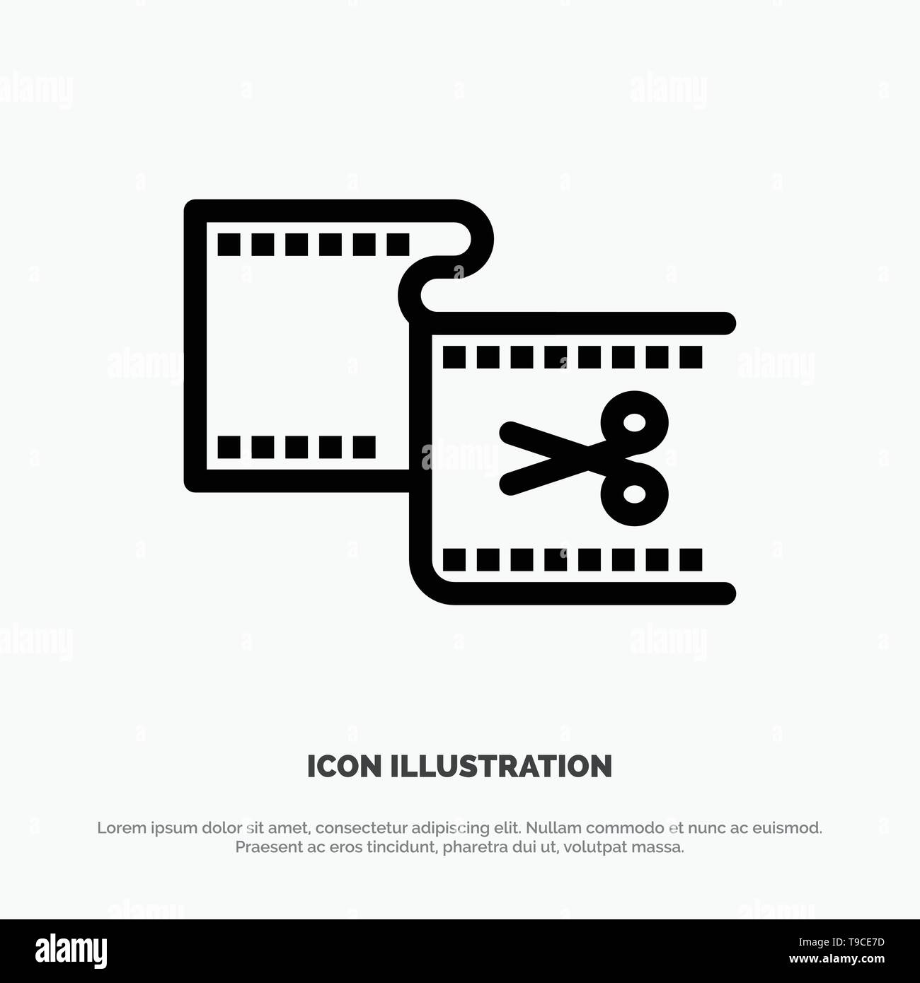 Clip, Cut, Edit, Editing, Movie Line Icon Vector Stock Vector Image