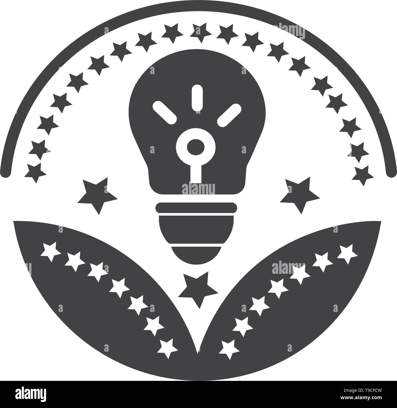 Business idea award icon- vector bulb sign Stock Vector