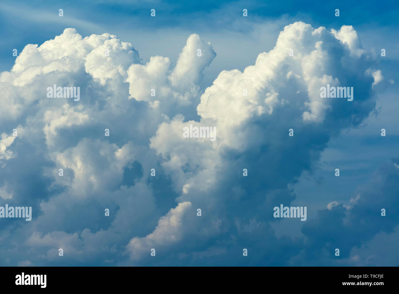 Fluffy beautiful cloud Springtime Blue sky Overcast Selective focus Stock Photo