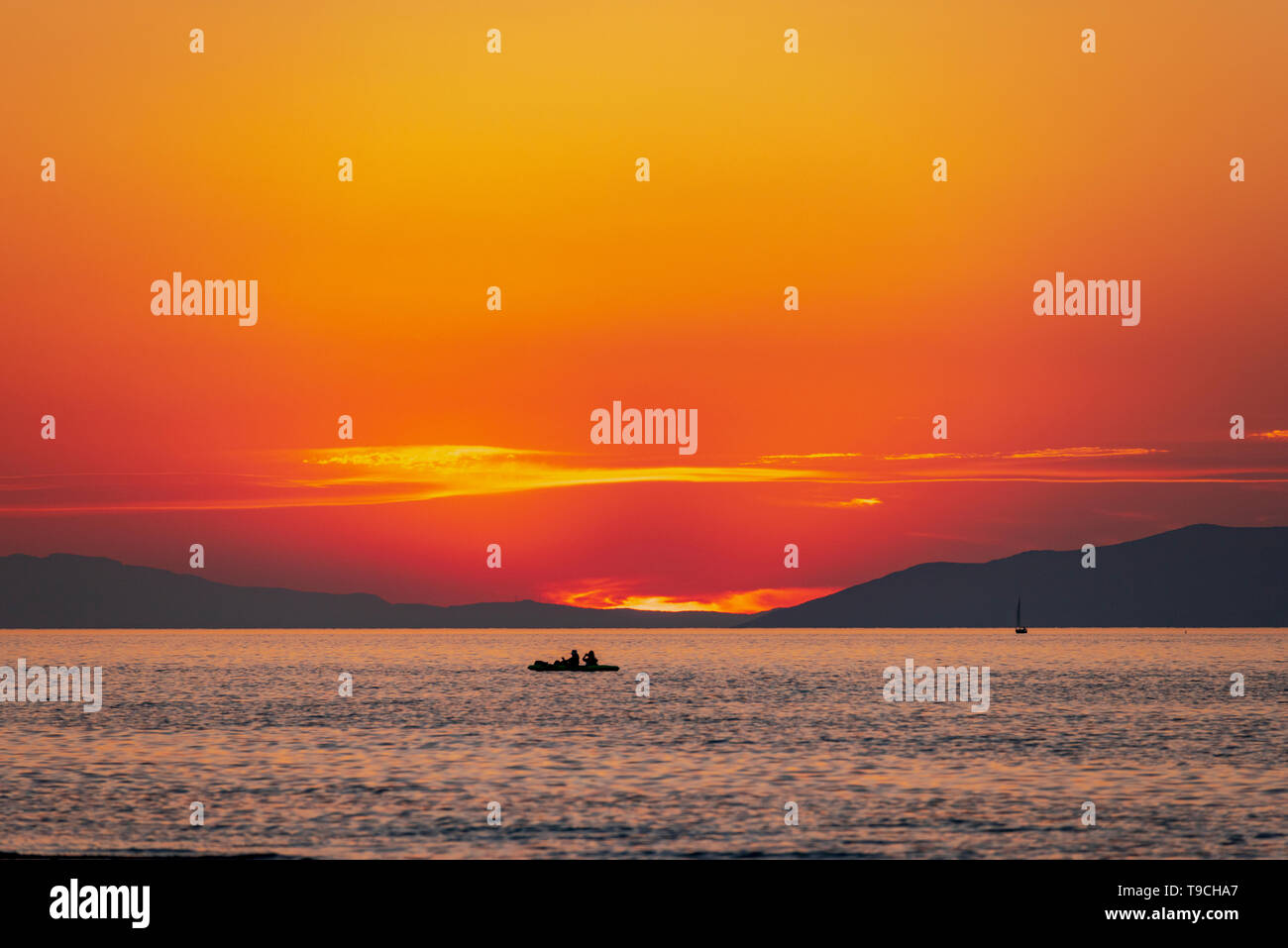Sunset over salt lake Stock Photo
