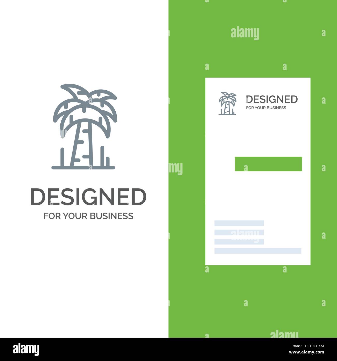 Palm, Tree, Brazil Grey Logo Design and Business Card Template Stock