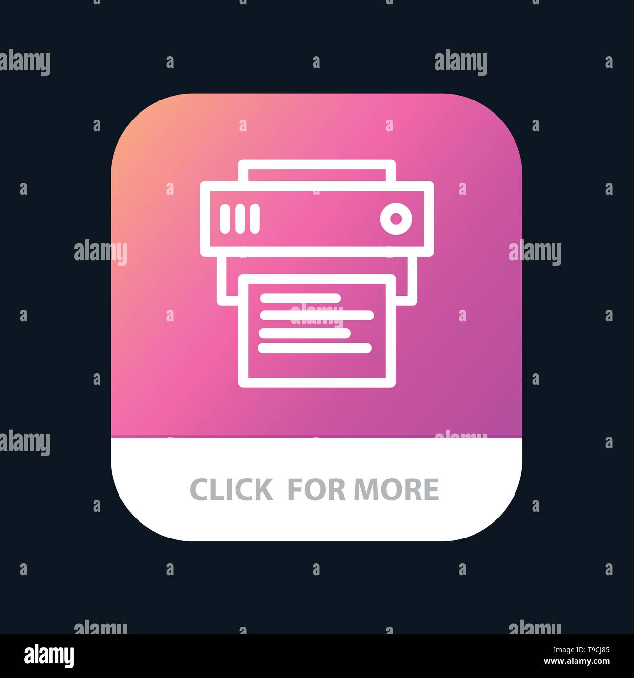 Printer, Print, Printing, Education Mobile App Button. Android and IOS