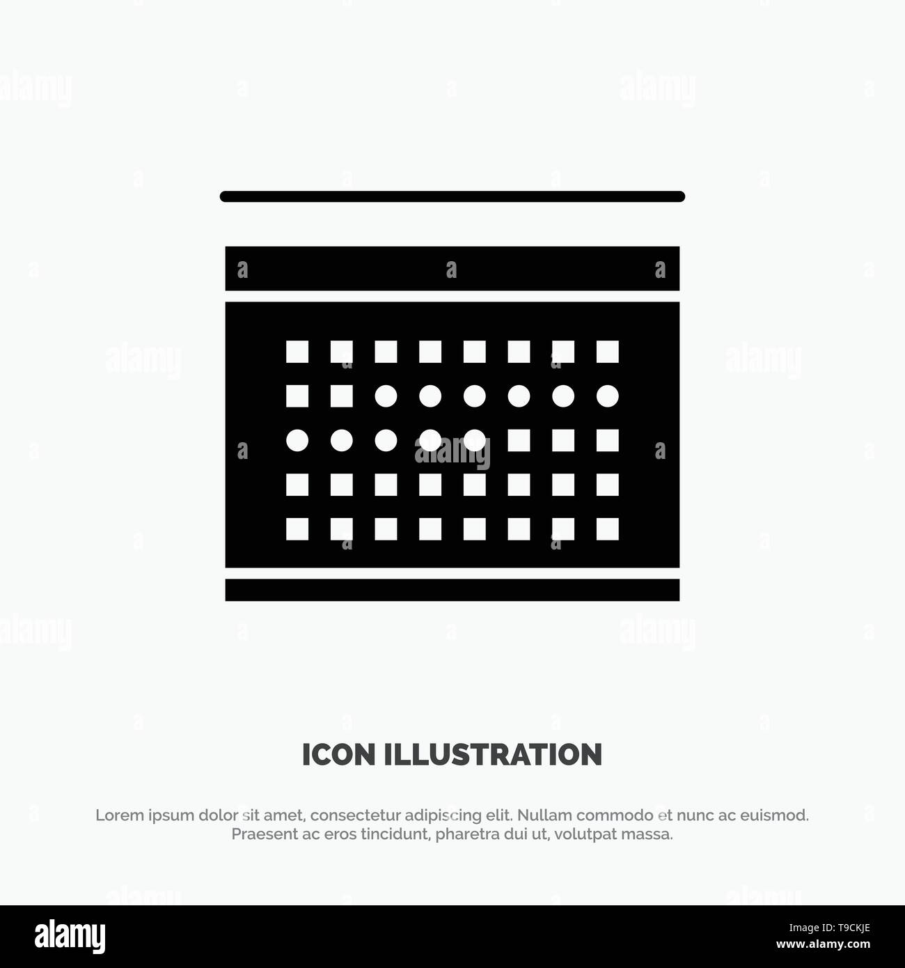 Calendar, Vacation, Date, Holidays Solid Black Glyph Icon Stock Vector