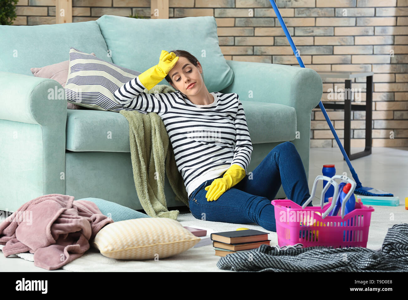 Exhausted woman after cleaning hi-res stock photography and images - Alamy