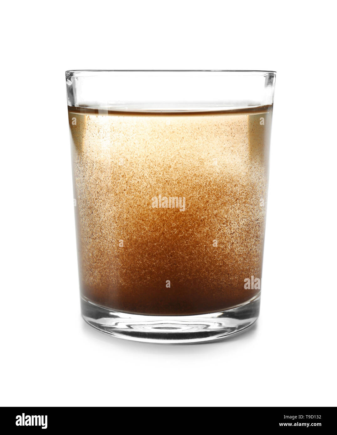 Glass of dirty water on white background Stock Photo