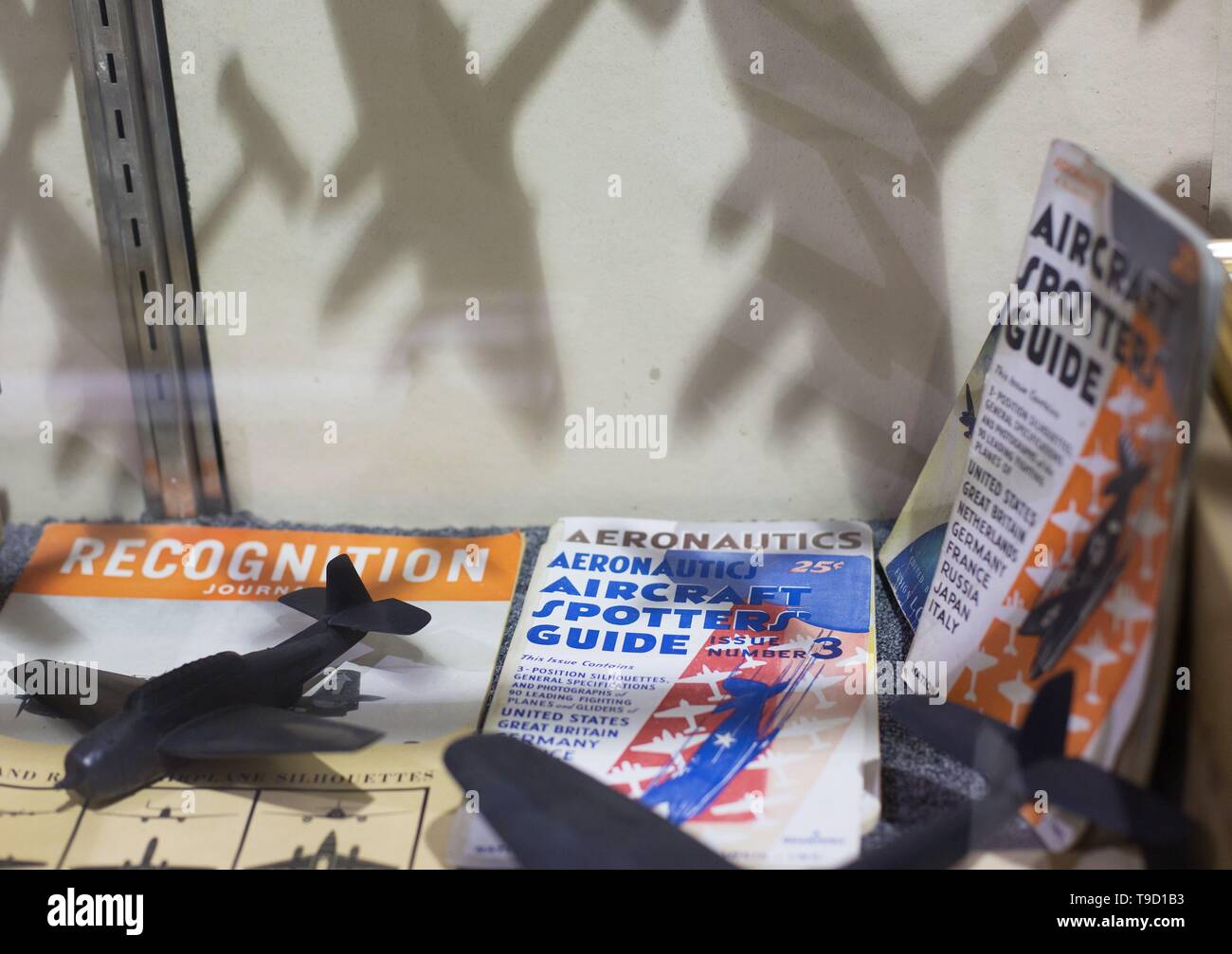 A display of aircraft spotting guides from WWII on display at the