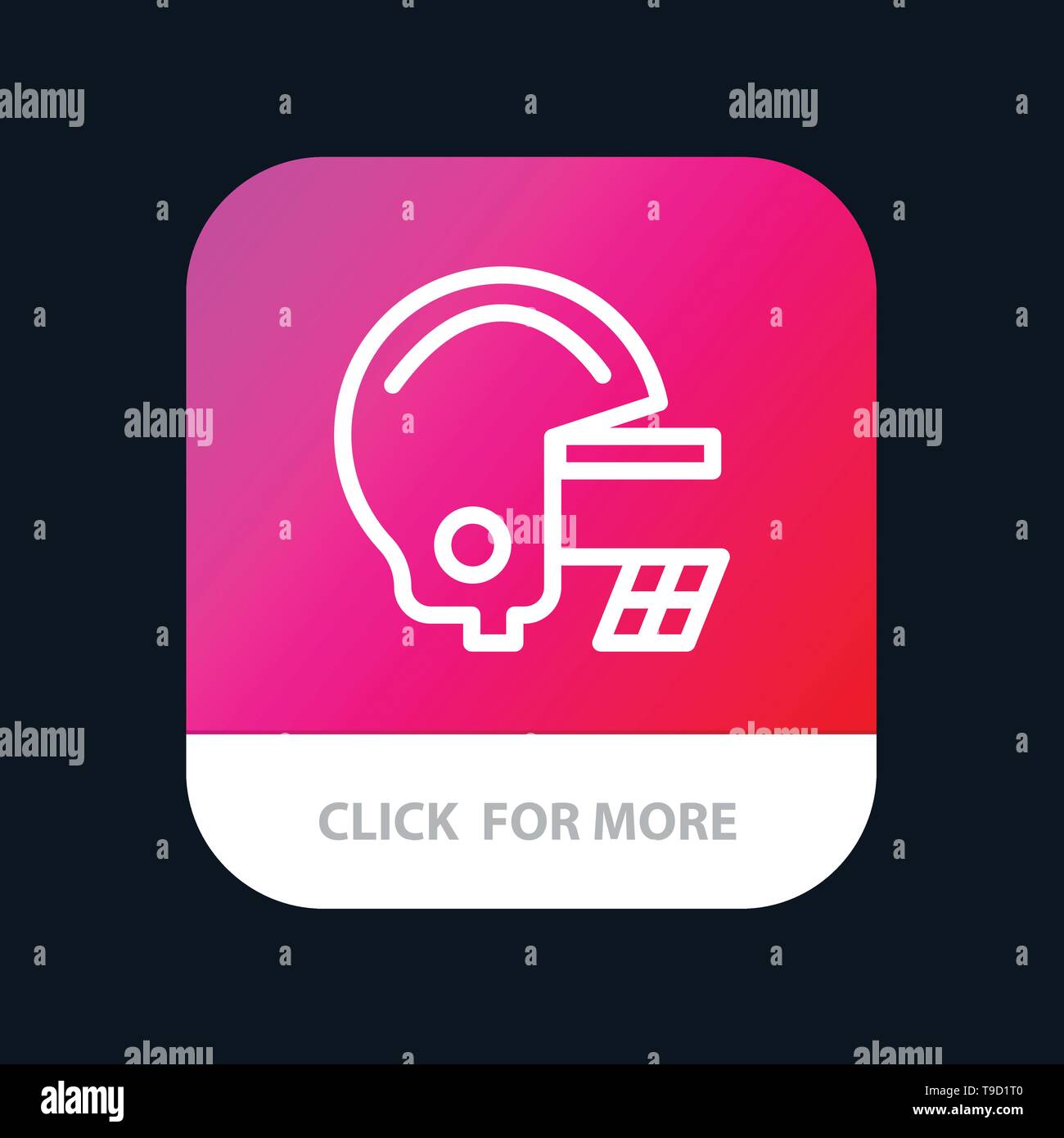 American, Football, Helmet Mobile App Button. Android and IOS Line