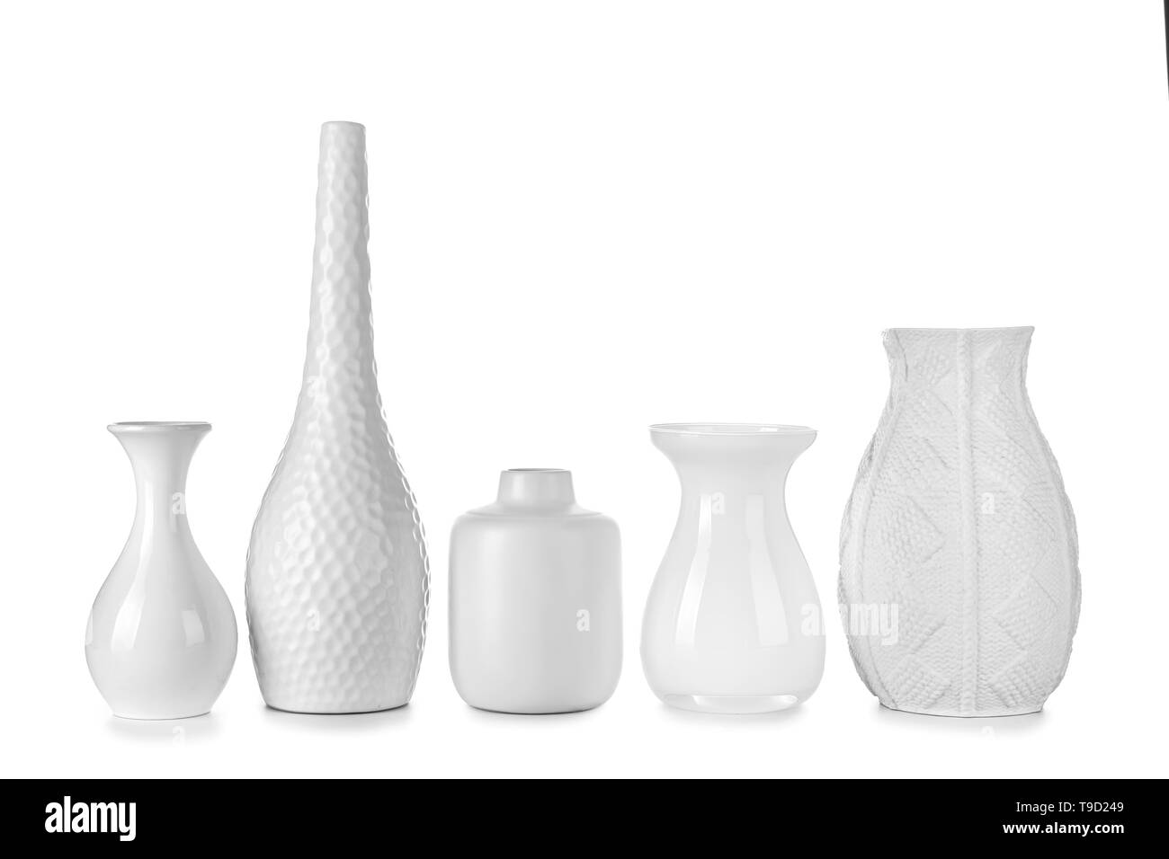Different vases on white background Stock Photo