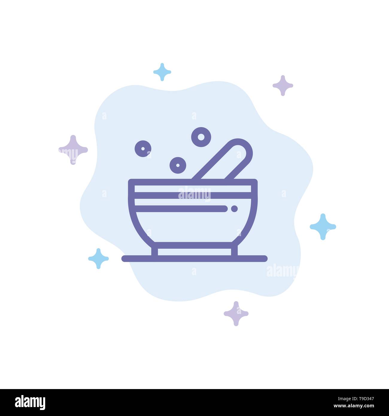 Bowl, Soup, Science Blue Icon on Abstract Cloud Background Stock Vector