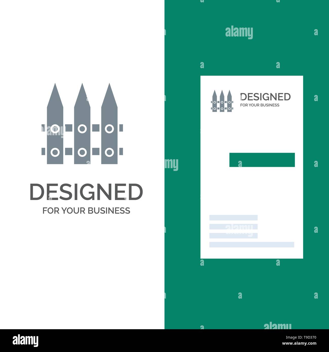 Fence, Garden, Gardening, Spring Grey Logo Design and Business Card Template Stock Vector