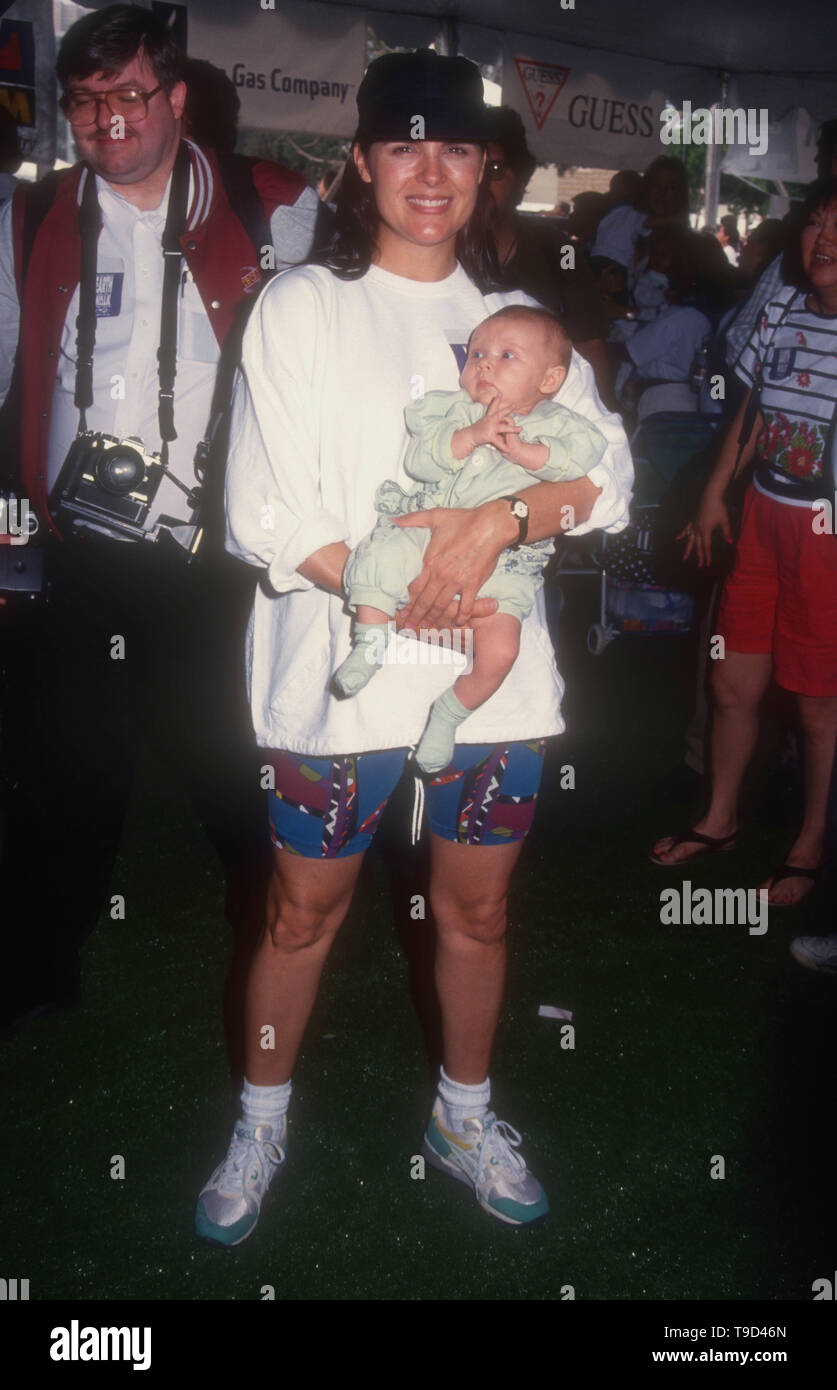 Universal City, California, USA 17th April 1994  Actress Kimberlin Brown, aka Kimberlin Brown Pelzer and daughter Alexes Marie Pelzer attend the 1994 Permanent Charities Committee of the Entertainment Industries' Celebrity Walk-A-Thon for Earth Day to Benefit Environment Charities on April 17, 1994 at Universal Studios in Universal City, California, USA. Photo by Barry King/Alamy Stock Photo Stock Photo