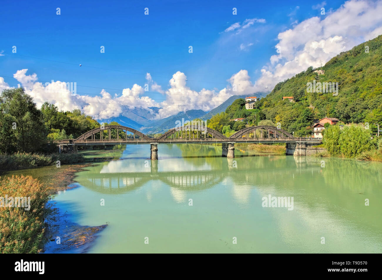 Lake Como canal to Lago di Mezzola, Lombardy in Italy Stock Photo