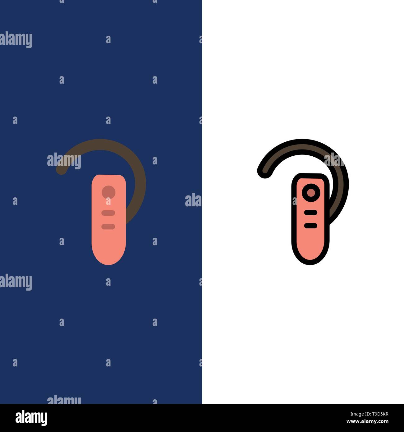 Accessory, Bluetooth, Ear, Headphone, Headset Icons. Flat and Line