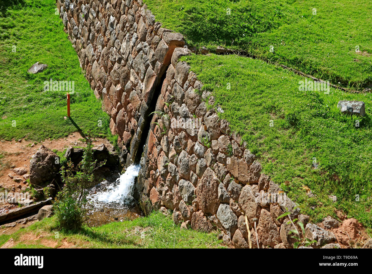 Natural Outdoor Water Channels of Tipon, Archaeological site in the Sacred Valley of the Inca, Cusco region, Peru, South America Stock Photo